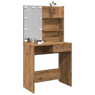 Berkfield Home Dressing Table with LED Artisan Oak 74.5x40x141 cm in Brown