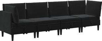 vidaXL Juego De Muebles De Sal&oacute;n 4 Uds. Negro Terciopelo Vidaxl