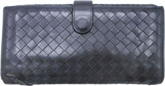 Bottega Veneta Black Intrecciato Long Wallet (Tri-Fold) (Pre-Owned)
