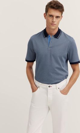 Bugatti Poloshirt BUGATTI, Herren, Gr. 3XL, blau (340, blaugrau), 100% Baumwolle, unifarben, normal, ohne Ausschnitt, Rippb&uuml;ndchen, Shirts Poloshirt, aus Baum