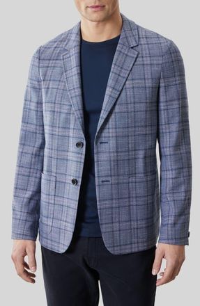 Robert Barakett Ambrose Plaid Knit Sport Coat in Denim Blue at Nordstrom, Size Xx-Large