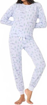 PJ Salvage Ski Jammie Classics Mountain Dreams Print Pj Set In Periwinkle