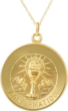 Pompeii3 14k Yellow Gold Confirmation Medal Pendant 1 Tall 3.5 Grams