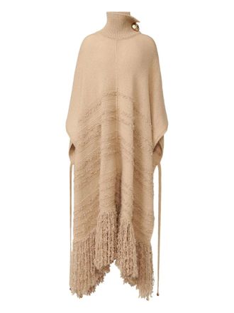 Fabiana Filippi turtleneck fringe poncho - Neutrals