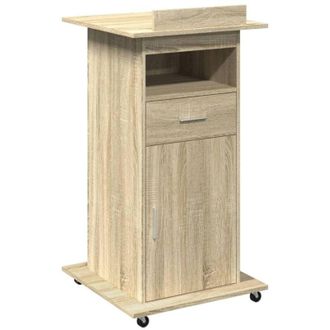 vidaXL Vidaxl - Atril con ruedas y cajón madera roble Sonoma 55x55x107 cm