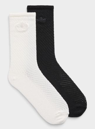 adidas Womens Trefoil logo openwork knit socks Set of 2