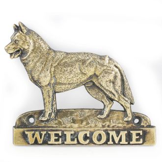 OEM Husky Siberiano, Husky Siberiano - Placa De Puerta Con Un Perro, Placa De Bienvenida De Lat&oacute;n, Letrero &Uacute;nico Con La Inscripci&oacute;n Welcome De Art-dog