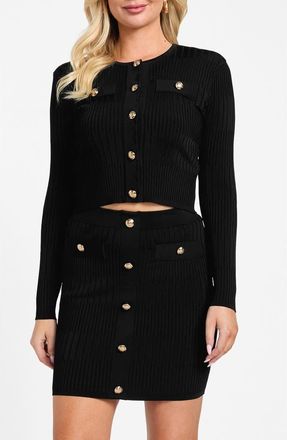Marciano Janet Ribbed Cardigan in Jet Black at Nordstrom, Size X-Small
