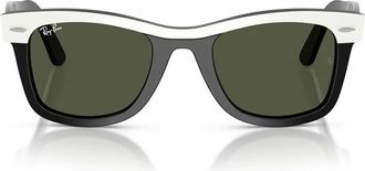 Ray-Ban Sunglasses Rb2240 144431 Wayfarer White On Black/Green Unisex