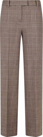 Circolo 1901 Brown Checkered Straight-Leg Pants with Classic Fit