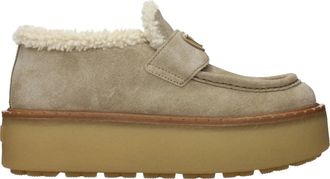 Prada Damess Su&egrave;de beige/woestijn loafers