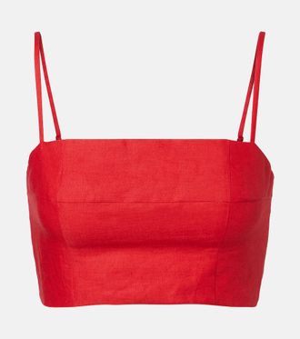 Staud Federico linen crop top