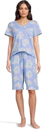 Karen Neuburger Novelty Short Sleeve Bermuda Pajama Set Womens Pajama Sets Blue : XL (Womens 18-20), Cotton/Polyester