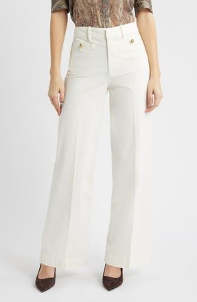 Frame Denim The Modernist High Waist Straight Leg Pants in Cream at Nordstrom, Size 12