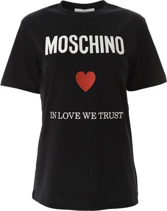 Moschino Tops, Dames, Zwart, 2Xs, Katoen, Biologisch Katoen Liefde Vertrouwen T-Shirt