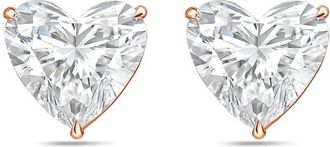 Diana M. Jewels 14Kt Rose Gold 2.50 cts Lab Grown Heart shaped Diamond Studs