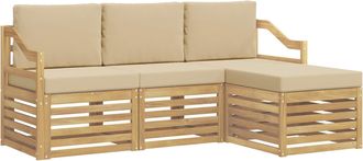 vidaXL Conjunto De Sof&aacute;s De Exterior 4 Uds. Y Beige Poli&eacute;ster Vidaxl