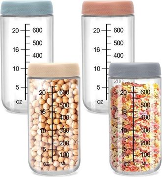 No Brand Tarros Para Preparar Comidas, 750 Ml, Avena Nocturna, Tarros De Conserva Con Tapas De Rosca, Preparaci&oacute;n De Comidas Para Mermelada, Ensalada, Batido, 