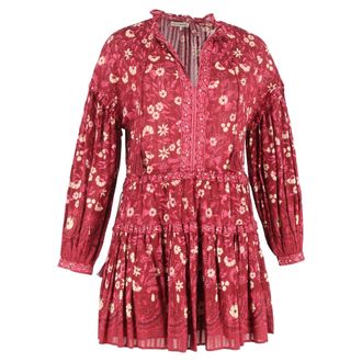 Ulla Johnson Marigold Floral Printed Mini Dress in Red Cotton