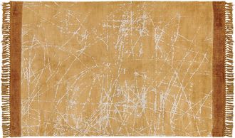 Beliani Beliani - Alfombra De Viscosa Naranja Blanco 140 X 200 Cm Algod&oacute;n Flecos Moderno Hanli