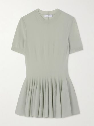 Alaia Top In Lana Con Baschina - Verde