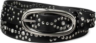 Tory Burch Pierced Studded Leather Buckle Belt in Black at Nordstrom, Size Xx-Large