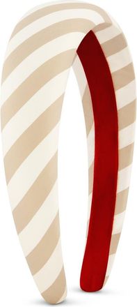 Bien Aby&eacute; Neutral Stripe Silk Headband in White at Nordstrom