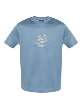 Emporio Armani T-shirt met geborduurd logo - Blauw