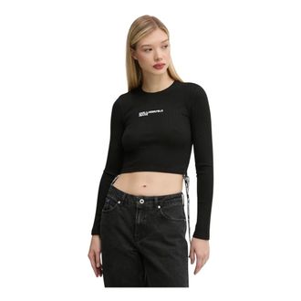 Karl Lagerfeld Gathered Long Sleeve Top - Dames - Tops - Zwart - Maat: XL Zijde