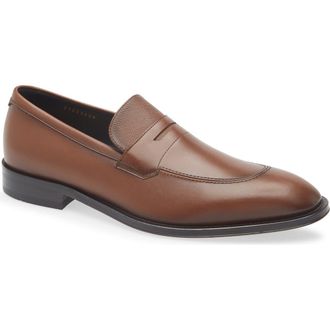 BOSS Derrek Leather Loafer in Medium Brown at Nordstrom Rack, Size 8Us / 7Uk