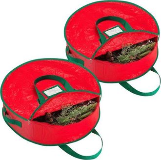 No Brand Bolsas De Almacenamiento Resistentes Para Adornos Navide&ntilde;os - 2 Unidades - Aptas Para Coronas, Guirnaldas Y Luces - Soluci&oacute;n Ideal Para Un Almacenamie