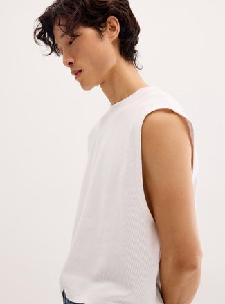 Le 31 Mens Sleeveless cropped ribbed T-shirt
