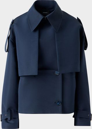 Akris David Duo Ottoman Silk Duo Trench Coat With Bolero