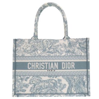 Dior Light Blue White Cotton Tote Bag (Pre-Owned)