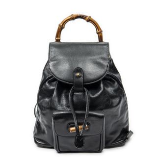Gucci Pre-owned Womens Mini Bamboo Backpack - Black - One Size