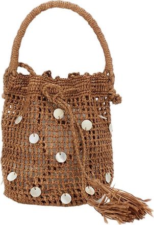 Alanui Brown Pearl Precious Moments Raffia Bag