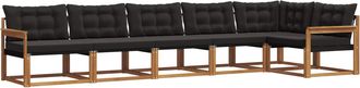 vidaXL Conjunto De Sof&aacute;s De Exterior 6 Uds. Natural Y Negro Vidaxl