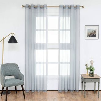 Woltu Woltu 2 Pz Voile Tenda Trasparente Drappeggio Con Occhielli Decorazione Finestra Grigio 140x145cm,tenda Senza Cinghie