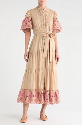 By Design Southampton Embroidered Maxi Shirtdress in Incense/Latana at Nordstrom Rack, Size X-Small