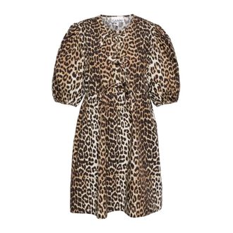 Ganni Mini abito con stampa leopardata e laccetti - - Dresses - Donna - Multicolore - 2XS