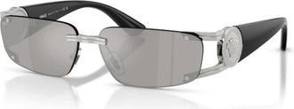 Versace Rimless Rechthoek Zonnebril - Heren - Zonnebrillen - Grijs - 59 MM - Accessoires