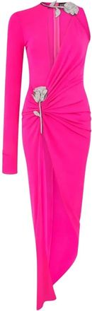 DAVID KOMA Crystal Rose Ruched Gown - Dames - Feestkleedjes - Roze - M - Tule - Kleedjes