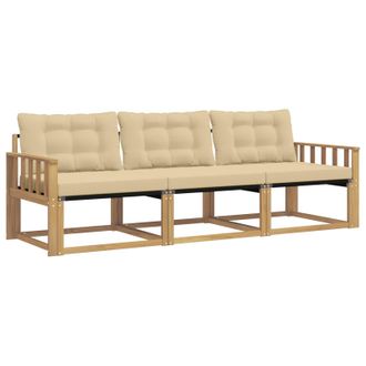 vidaXL Conjunto De Sof&aacute;s De Exterior Con Coj&iacute;n 3 Pcs Y Beige Vidaxl