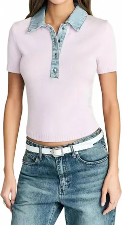 SER.O.YA Erika Short Sleeve Knit Top In Petal Pink/coast