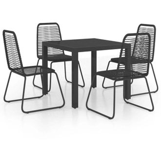vidaXL Set De Comedor De Jard&iacute;n De 5 Piezas Pvc Rat&aacute;n Negro Vidaxl