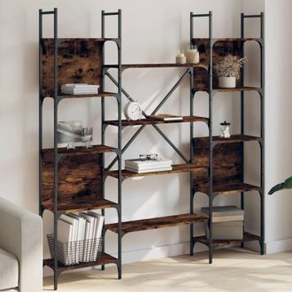 Berkfield Home Bookshelf Smoked Oak 155.5x24x166.5 cm Engineered Wood in Brown