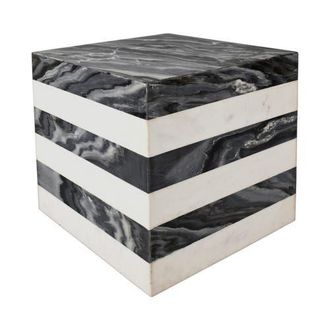 Jonathan Y Designs Felix 15 Contemporary Natural Marble Handmade Cube End Table in Black/white at Nordstrom