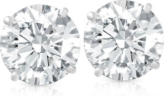 Pompeii3 4 Ct TW Round Moissanite Studs 14k White Gold