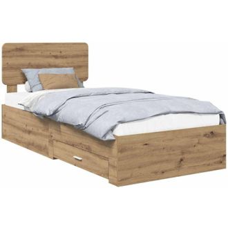 vidaXL Bed Frame with Drawer Artisan Oak 90 x 200 cm Engineered Wood vidaXL