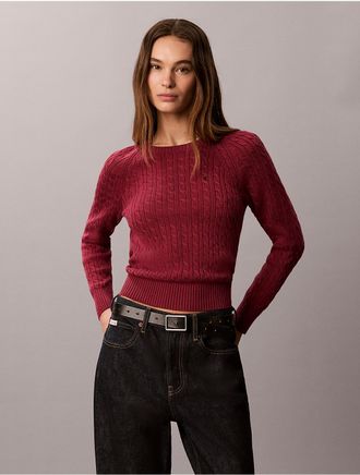Calvin Klein Jeans Calvin Klein Womens Cable Knit Crewneck Sweater - Red - XL